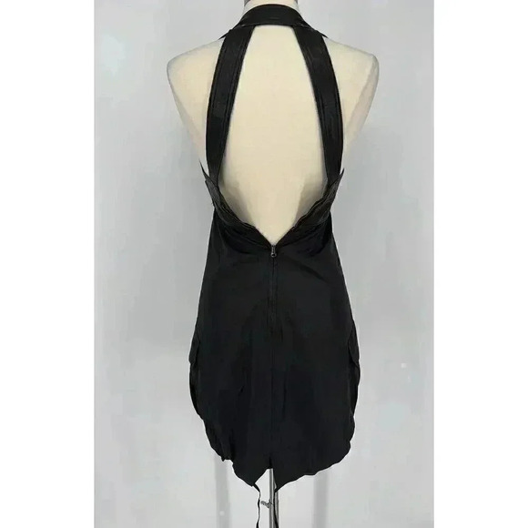 Diesel Womens 2000s y2k Moto Style Dress Black Leather Cargo Pockets Goth Grunge - Picture 8 of 16